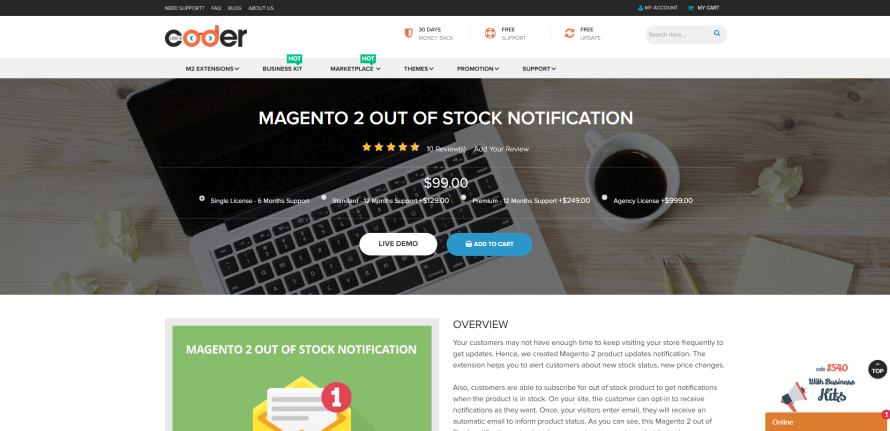 Magento 2 Out of Stock Notification Extension by Landofcoder