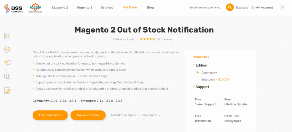 BSS Commerce Magento 2 Out Of stock notification 