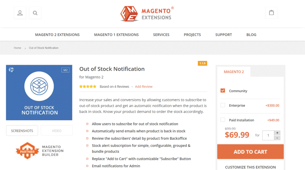 FMEextensions out of stock notification for magento 2 