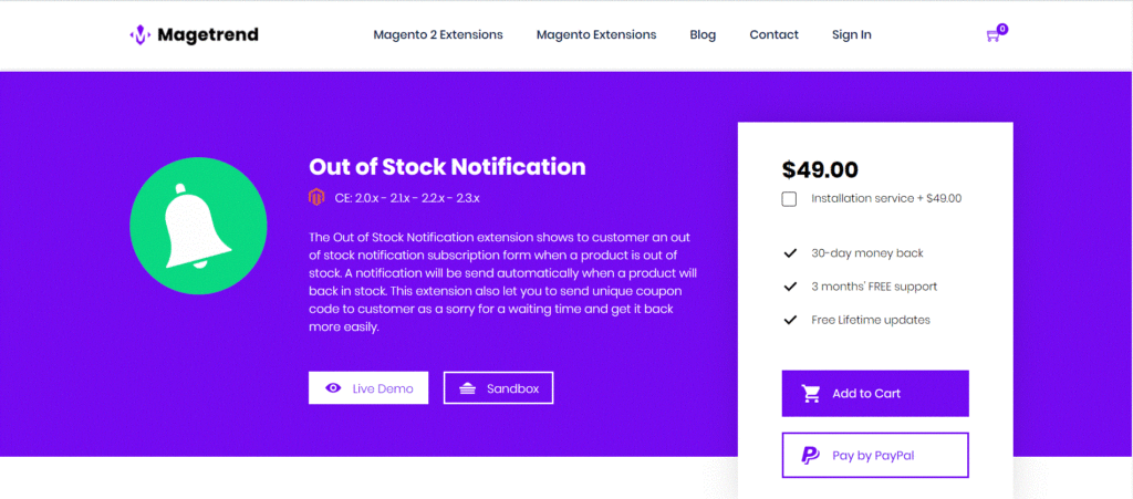 magetrend magento 2 out of stock notification