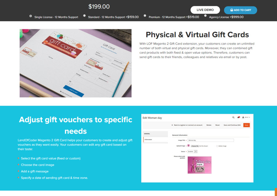 1. Magento 2 Gift Card extensions by landofcoder
