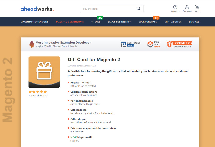 6. Magento 2 Gift Card Extension By aheadworks