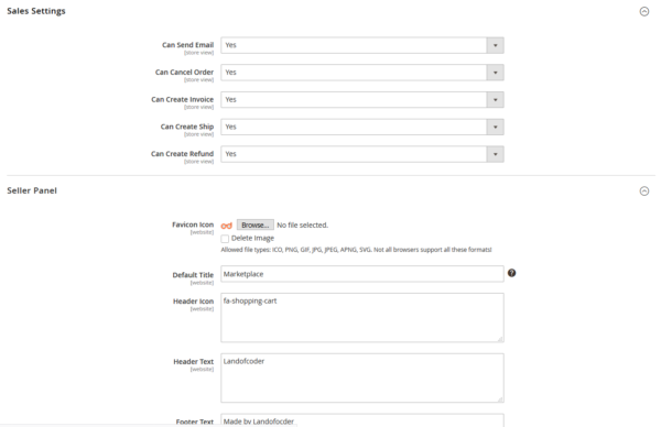 seller setting and seller panel in magento 2 marketplace pro