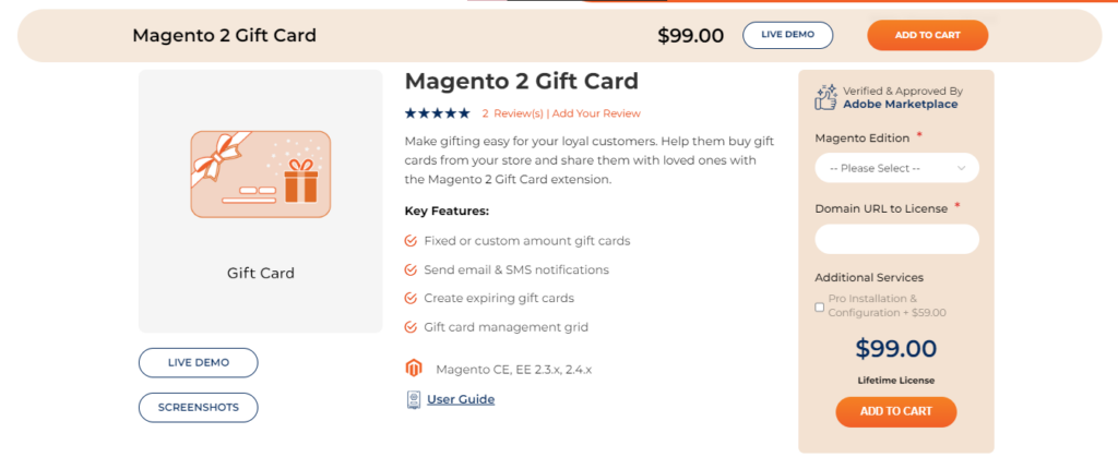 Magento 2 Gift Card Extension by Meetanshi