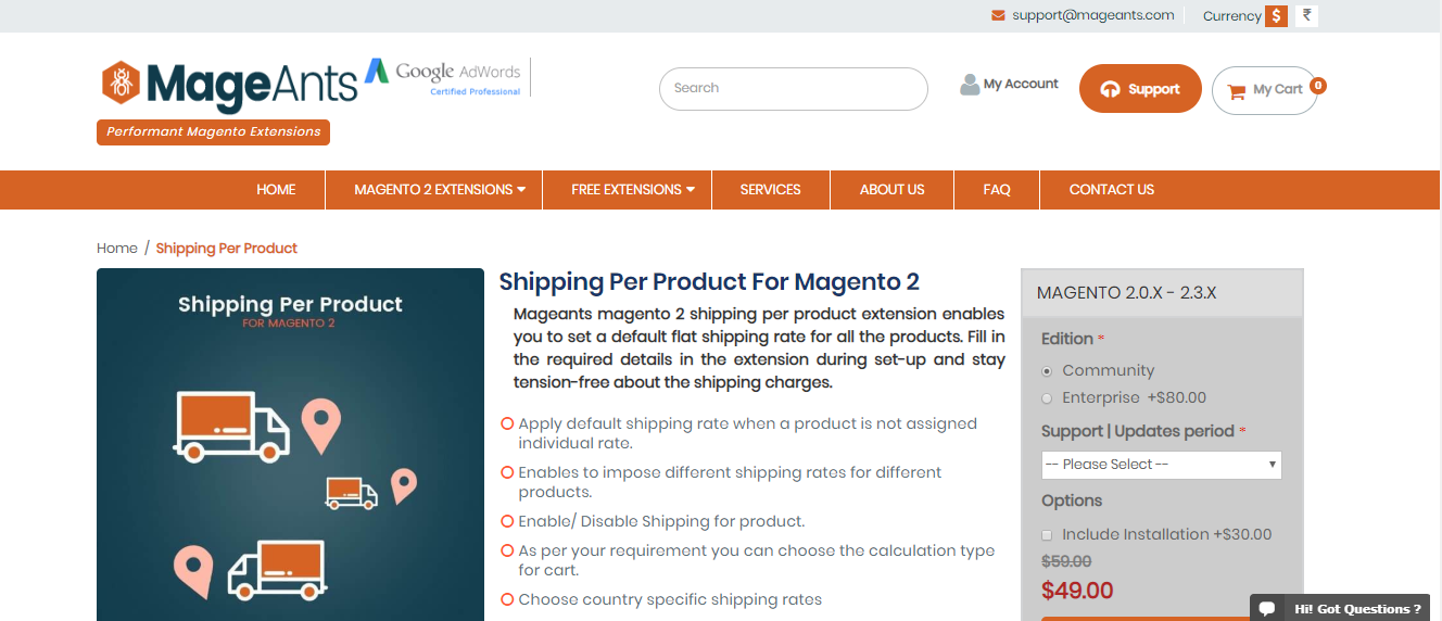 Shipping Per Product for Magento 2