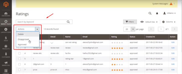 how sellers manage reviews and ratings in magento 2 marketplace extension