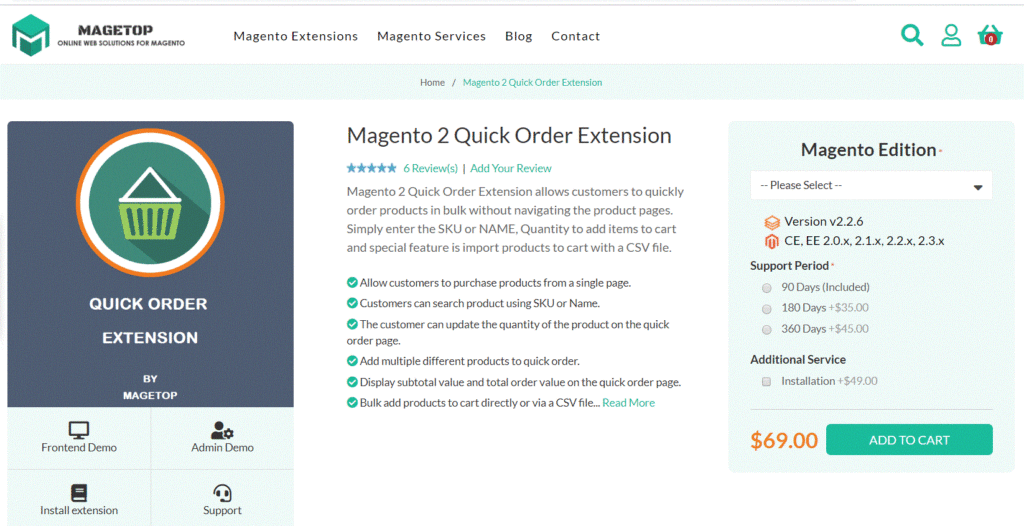 magetop magento 2 quick order extension