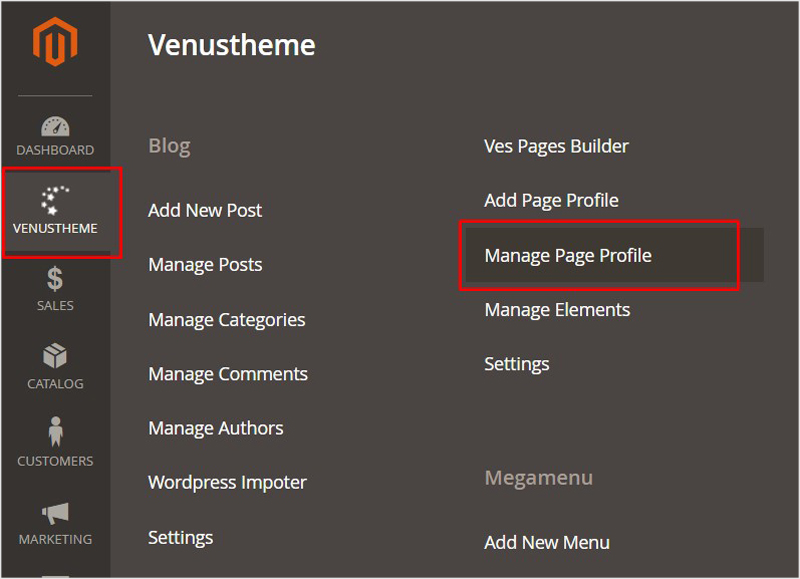 manage magento 2 page builder profile