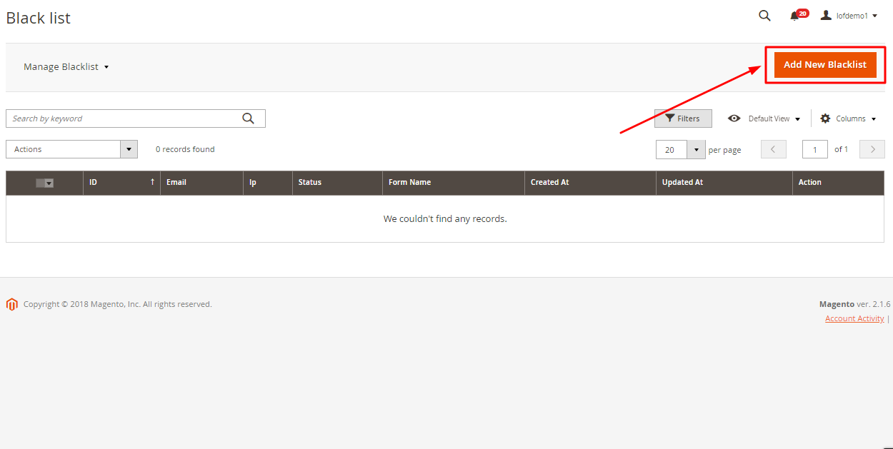 add new blacklist in magento 2 form builder
