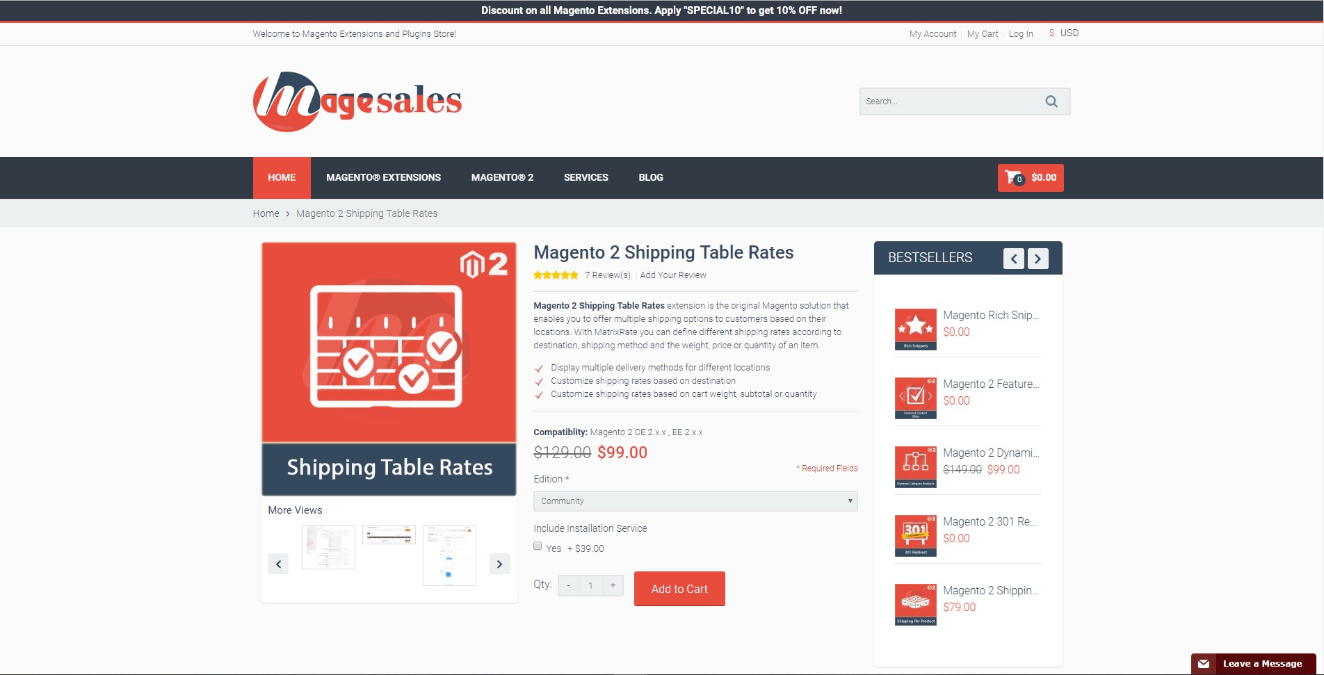Magento 2 Shipping table rates extension
