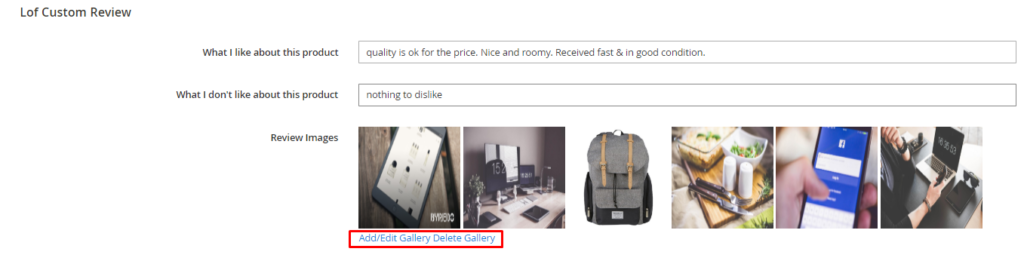 Admin add, edit, delete review gallery with advanced magento 2 product reviews