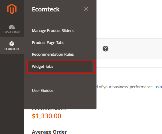 Widget tabs in Magento 2 Recommended Products Extension