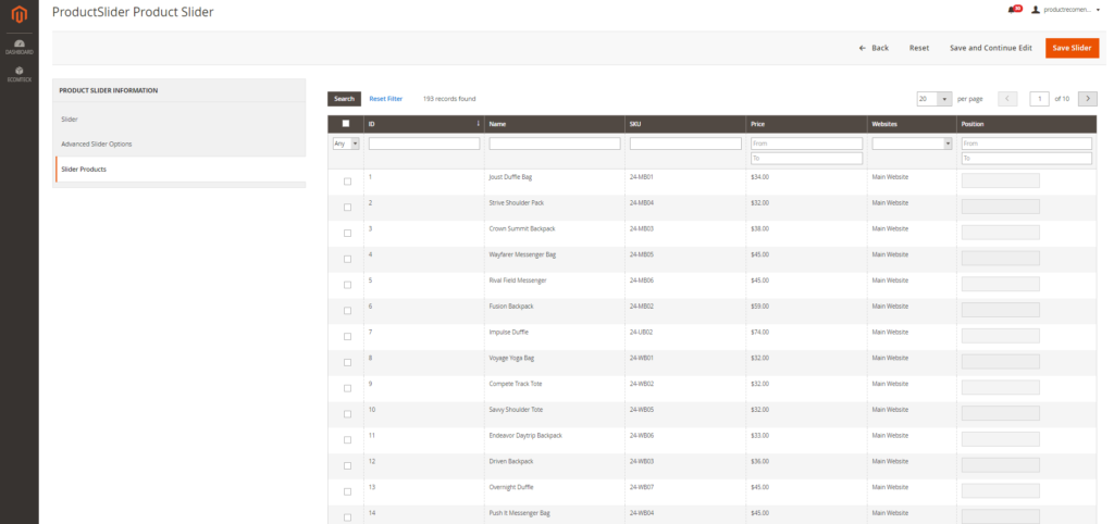 how to choose products for sliders display with Magento 2 Recommended Products