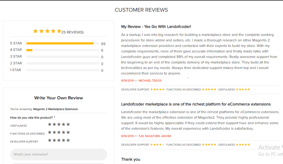 customer review Landofcoder magento 2 marketplace extension
