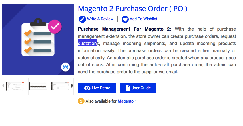 Magento 2 purchase order