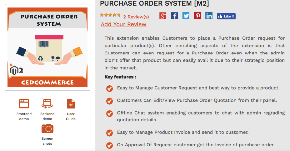 purchase order system for magento 2