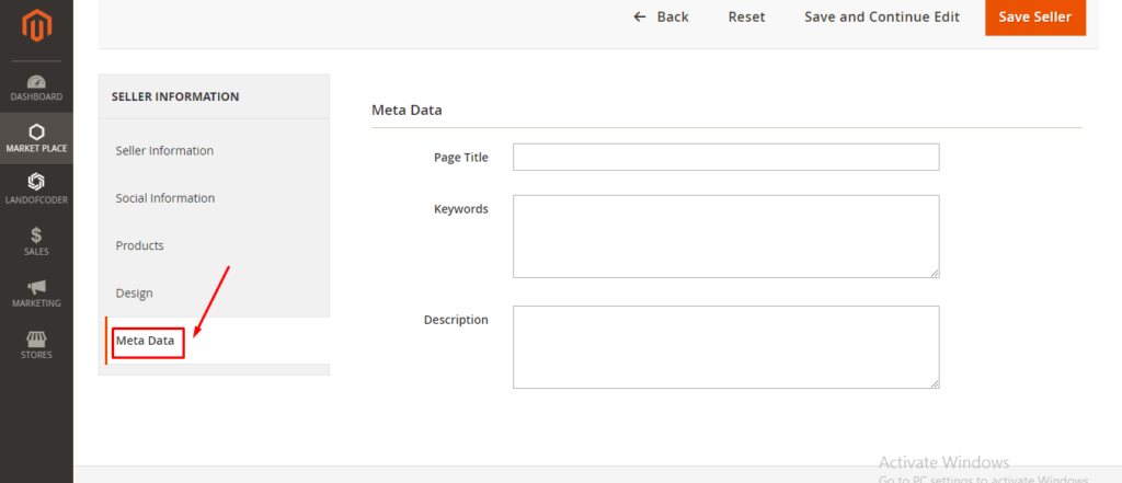 Meta data tab in Magento 2 marketplace module backend