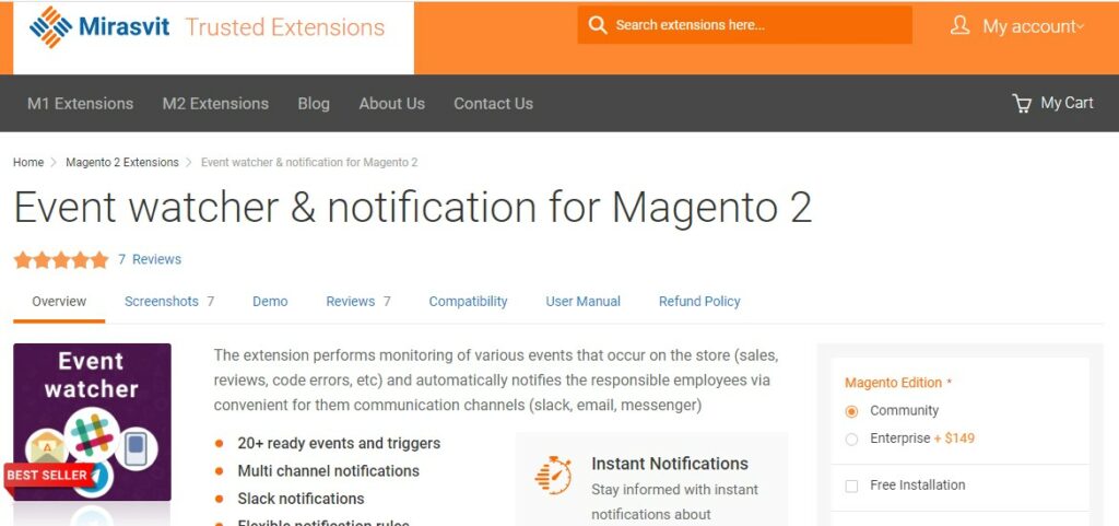 Event watcher & notification for Magento 2 | Mirasvit