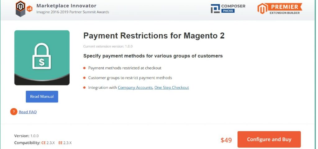 Payment Restrictions for Magento 2 Ahead Works