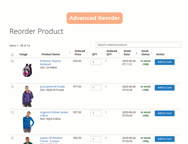 magento 2 reorder products replace 