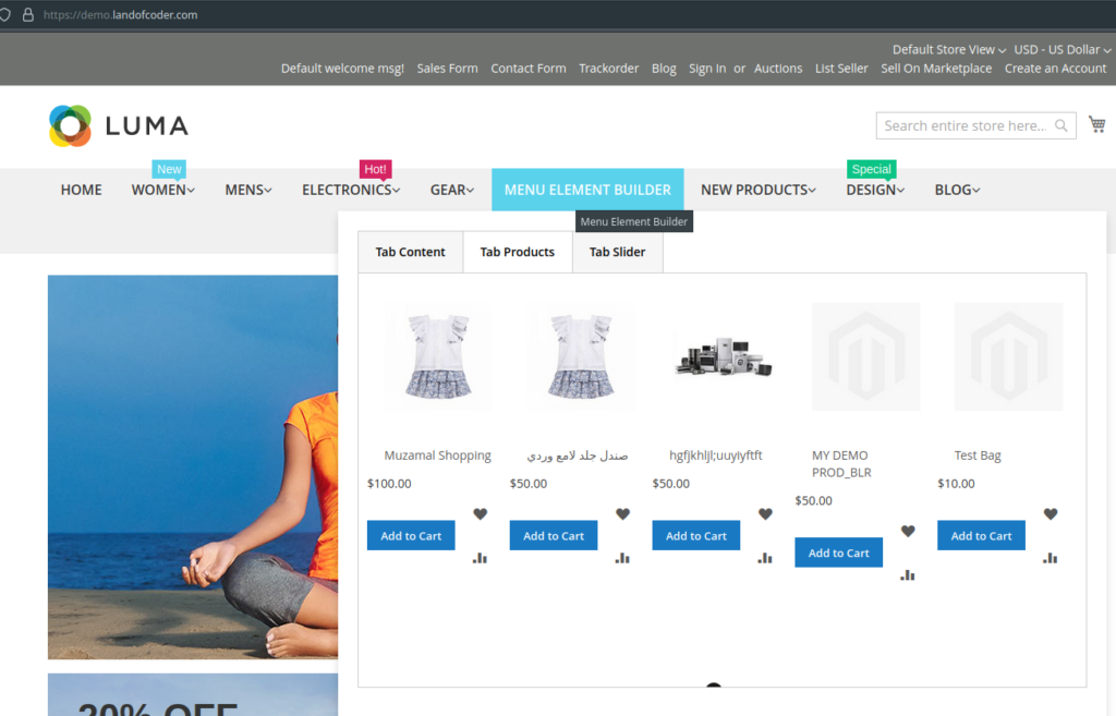 Mega menu Supports Magento 2 Page Builder feature for CMS Page, CMS Block