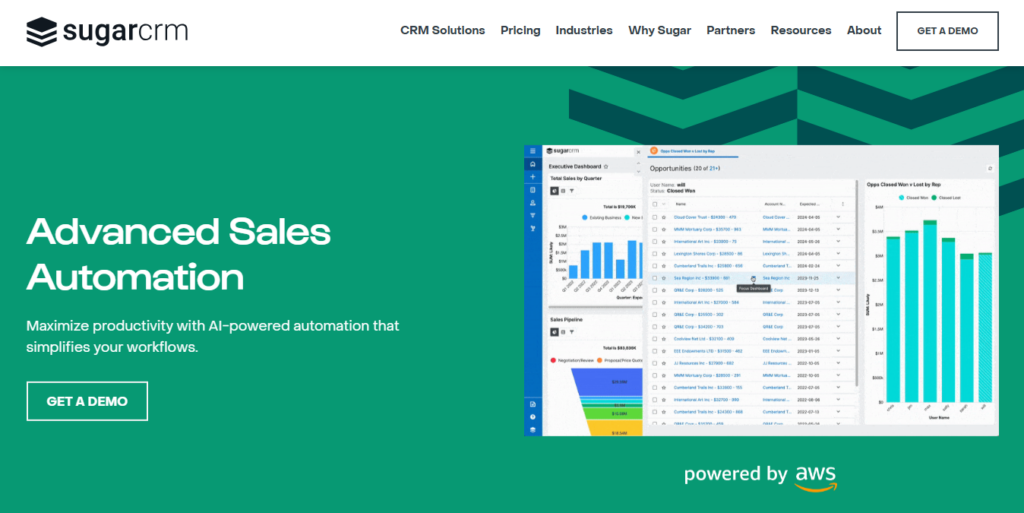 SugarCRM powered by AWS is be on top of the CRM platforms