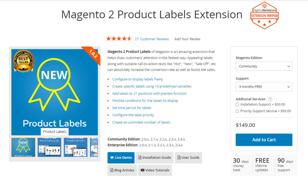 Magento 2 Product Label Extension by Magezon