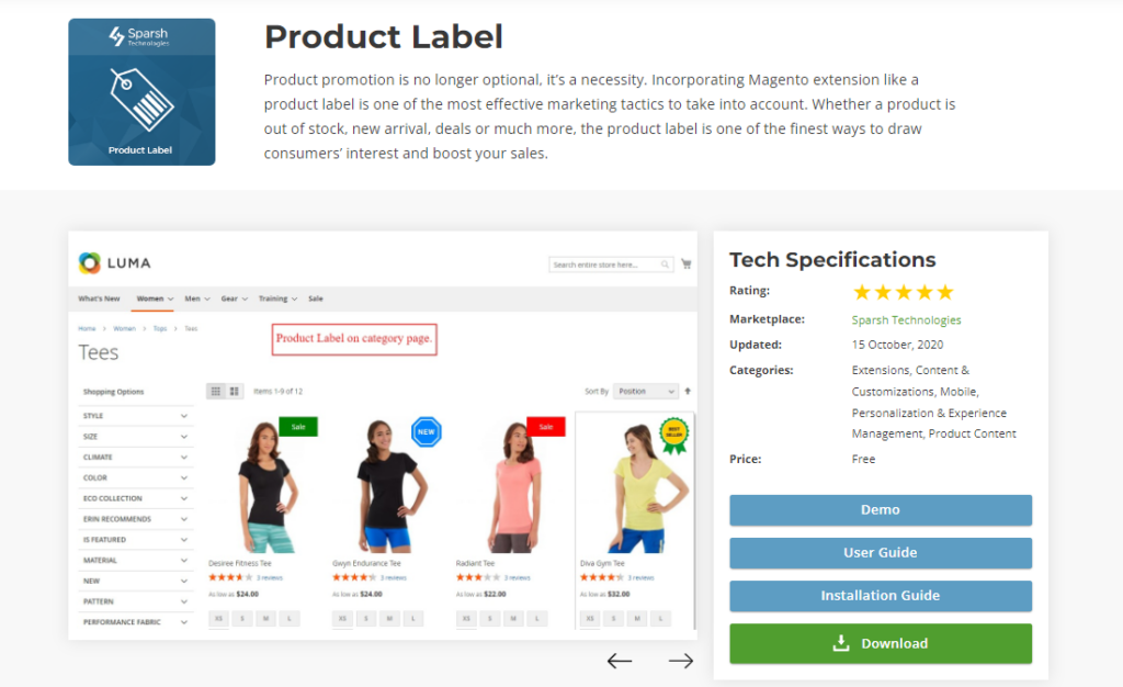 Free Product Label Extension by Sparsh