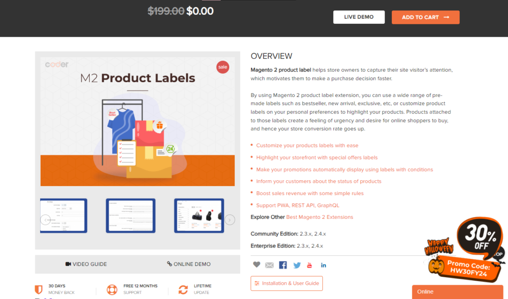 Landofcoder Magento 2 Product Labels Extension