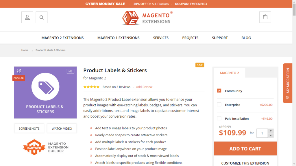 Product lables & stickers for Magento 2 by FMExtension