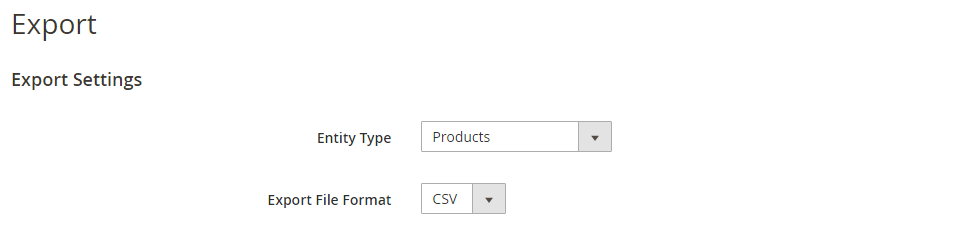 Magento 2 export products settings