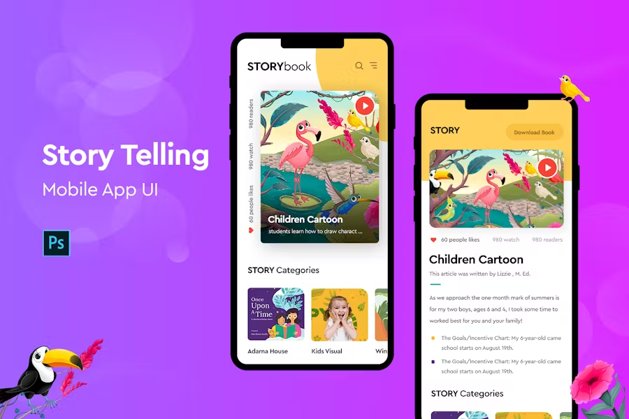 Storytelling mobile app UI design trend